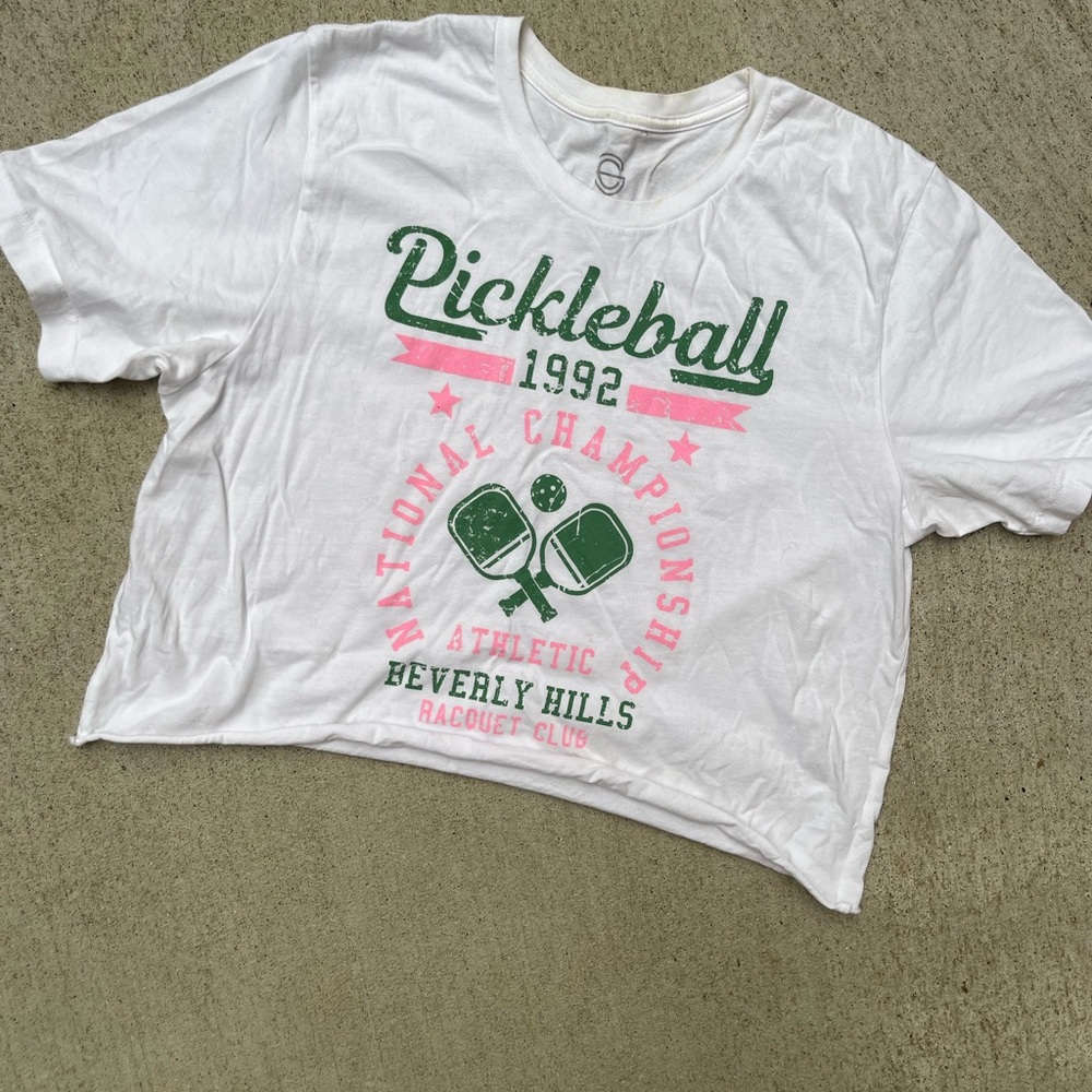 White and Green Pickleball Short Sleeve Tee